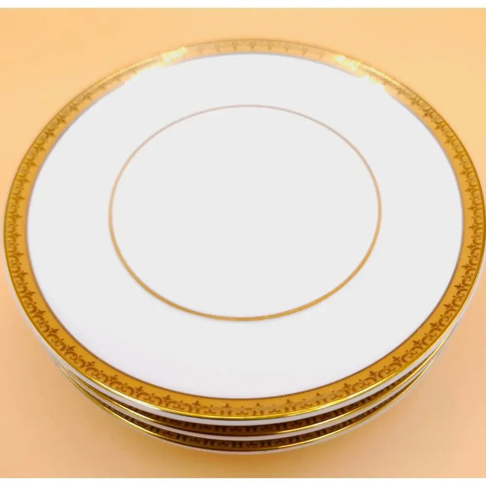 Charter Club Gold Cups And Saucers Set of 4 Grand Buffet Flat White Porcelain